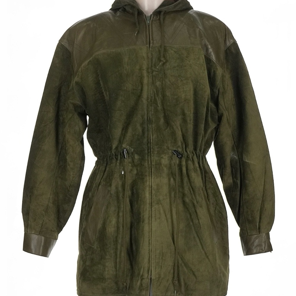 Danier Dark Green Leather Utility Jacket